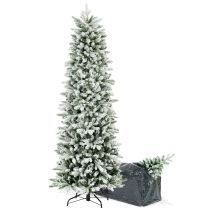 Albero Di Natale Slim Innevato In Pe Real Touch E Pvc, Borsa Omaggio, Enea 210 Cm - Bop