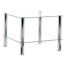 M&s - Haku Möbel Tavolino Cromo, Metallo, Vetro Di Sicurezza - Dim. L 39 Cm X A 47 Cm X P 39 Cm, Stile Moderno