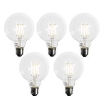 Set Of 5 E27 Dimmable Led Bulbs G95 5w 450 Lm 3000k