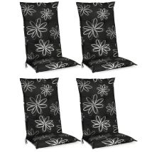 Set Di 4 Cuscini Per Sdraio, Poltrone E Sedie Da Giardino Flores 120x50x6cm - Extra Comfort - Colori Resistenti Ai Raggi Uv - Beautissu