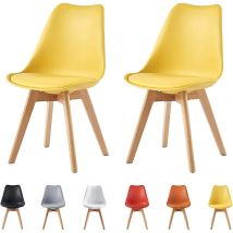 Manochoice – Set of 2 Dining Chairs – Ergonomic Design – Wooden Legs – 120 KG Weight Limit – Easy to Clean – Yellow