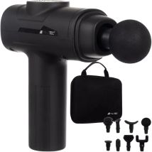 Massagepistole – 8 Aufsätze – 6 Intensitätsstufen – Tragbarer Koffer – Schwarz – 35 W – 24 V – 2000 mAh – 23 x 6 x 19 cm