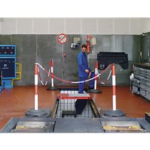 Poste de acero galvanizado 1000 mm rojo/blanco – Soporte de cadena – 1 unidad – Diámetro 60 mm – Peso 18.5 kg