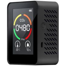 3-in-1 Co2-gasdetektor, Temperatur- Und Feuchtigkeitsanalysator, Detektor-messbereich 400–5000 Ppm, Intelligenter Lufttester Mit Display, Schwarz