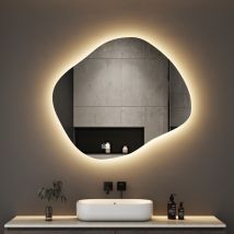 Boromal - Asymmetrischer Led Badspiegel 64 X 74 Cm Spiegel Mit Licht Led Spiegel Mit Touch-schalter, Dimmbar 3 Lichtfarbe Einstellbare