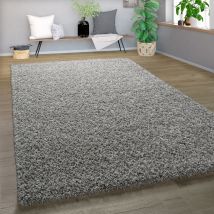 Paco Home Alfombra Shaggy De Pelo Alto Y Largo De Alta Calidad Y Gran Espesor Del Hilo En Gris Brillante Liso 70x250 Cm