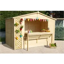 Chiosco Rio 310x184cm Abete Grezzo Non Trattato Pareti 19mm Porta Singola Losa