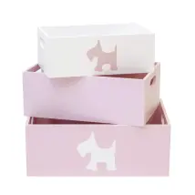 Dog Set 3 Holzschachteln 15x40x28/13x35x23/11x30x18cm