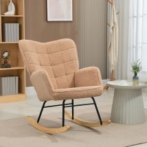 Mecedora, Sillón Decorativo, Reclinable En Piel Sintética De Cordero, Para Dormitorio, Hasta 120 Kg, Color Marrón