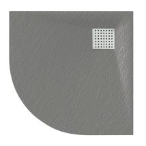 Gravity Bathrooms - Luxury 900 X 900mm Low Profile Textured Quadrant Shower Tray And Waste - Quad Grey