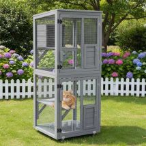 Pawhaven Outdoor Wooden Catio Cat Enclosure Small Cat House Outdoor With Platforms, Condo