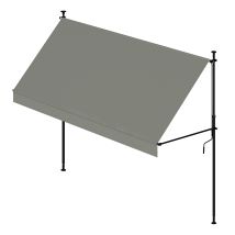 Wasabi - Toldo Retráctil Exterior 200x120cm Cityline - Altura Ajustable - Montaje Suelo Y Pared Sin Taladrar - Lona Gris Protección Uv - Inclinación 