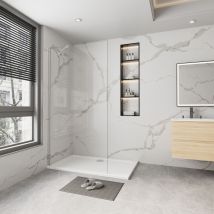 Aica 100x185cm Walk In Duschwände Duschabtrennung, 6mm Nano Esg Sicherheitsglas Glanzchrom-rahmen Mit 450mm Stablierung, Duschkabinen Dusche