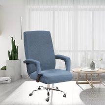 Bürostuhlbezug Mit Armlehnen Aus Rutschfestem Lycra-jacquard, Weich Und Dehnbar, Maschinenwaschbar, Polyester, (größe L, Staubblau)