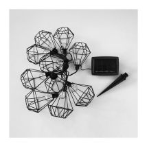 Guirnalda solar LED diamante 10 bombillas 3,90m – Iluminación decorativa para interiores y exteriores – IP44