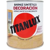 Barniz Sintético Brillante Incoloro 750 ml – Titanlux – Protección y decoración para madera – Secado rápido y fácil aplicación