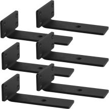 6 Soportes Negros Para Estantes De 15 Cm, Soportes De Pared Con Tornillos Y Anclajes A Juego, Capacidad De Carga Máxima De 75 Kg, Adecuados Para 