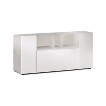 Credenza, Madia Moderna A 3 Ante, Buffet Da Soggiorno Con Scomparti, Madia Da Salotto, Mobile Porta Tv, Cm 150x41h76, Bianco E Cemento