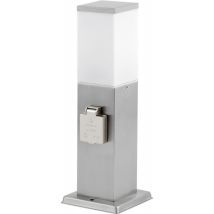 Colonna di presa in acciaio inox IP44 – Base E27 max 20W – Carico totale 3500W – Lampioncino da esterno