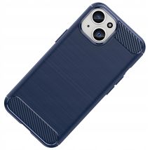 Funda Flexible Con Diseño De Carbono Para Iphone 15 Plus - Azul