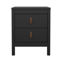 Furniture To Go - Calicosy - Table De Chevet 2 Tiroirs Noir Mat L43,8 Cm - Barcelone
