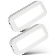 Briloner Set Di 2 Lampade Sottopensile Per Cucina Led Senza Fili 15x6,5 Cm Rettangolari 1,3 W 100 Lm 4000 K Bianco Neutro Autoadesive Bianche - 