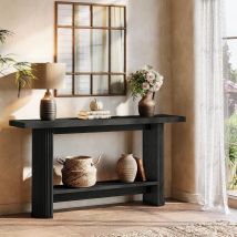 Tribesigns Table Console, Table D'Entrée Étroite Avec 2 Étagères, 140 X 30 X 80 Cm, Console Bois Derrière Le Canapé Pour Salon, Couloir, Entrée, Style