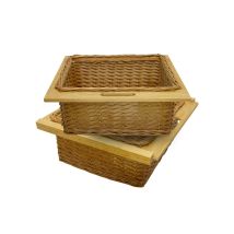 Monster Shop - Cestelli Estraibili In Vimini Per Cucina Cassetti Organizzazione Credenza Cesto In Vimini Con Telaio E Binari In Legno Di Faggio Per 
