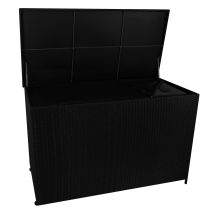 Coffre De Rangement Jardin Extérieur 996 L En Rotin Noir Résistant Aux Intempéries Doublure Zippée Rangement De Coussins Serviettes Jouets Meuble De 