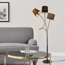 Lux.pro - Lampada Da Terra Treviso A 3 Paralumi Conici Con Telaio In Metallo - Nero/marrone/grigio