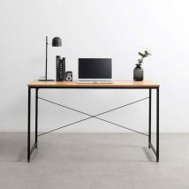 Bureau Droit Industriel En Métal Et Bois 180x60 Cm – Design Moderne Et Robuste – Idéal Pour Bureau Et Salle D'Étude – Office24