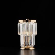 Bonetti Illumina - Schubert - Tischlampe Aus Eisen Und Goldenem Messing Mit Strasssteinen 1 Licht H.24 - Ø15 - Bl272-lt-or