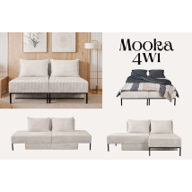 MOOKA 4in1 Multifunktions-System – Ecksofa, Liegestuhl, Schlafsofa – Velo-Stoff – 203x145cm, 240x103cm, 160x145cm, 200x160cm