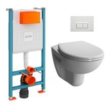 Pack Inodoro V-fix + Inodoro Sin Brida Normus + Asiento Softclose + Placa, Blanco Brillo (v-fixnormusrimless-1) - Vitra