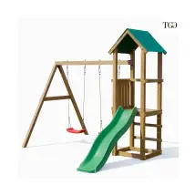 Parco Giochi In Legno Con 2 Altalene Scivolo E Sabbiera 310x275x245cm