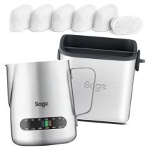 Sage – Coffee Machine Accessory Set – Charcoal Filters, Knock Box, Milk Jug – 480ml Capacity – Built-in Thermometer