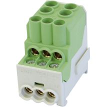 HoraeTec – 8001024 – Unterverteilerblock 1-polig – 3er-Pack – DIN-Schiene 35 mm – 2,5-25 mm² Einspeiseklemmen – 1,5-10 mm² Verteilerklemmen