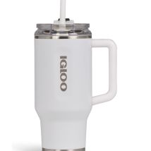 Igloo Travel Mug Flip 'n' Sip Tazza Termica 946 Ml Acciaio Inox Con Cannuccia - Bianco