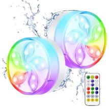 Lámpara Led Impermeable Submersible, Ip68 Rgb Multicolor Con Control Remoto, Iluminación Para Piscinas, Jardines, Bañeras, Acuarios Y Estanques (2 