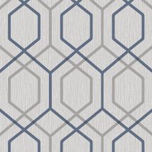 Belgravia Decor - Oria Hex Wallpaper Belgravia Décor Geometric Navy Grey Glitter Textured Vinyl