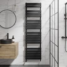 Duratherm - Black Flat Panel Heated Towel Rail Bathroom Radiator 1800 X 500mm