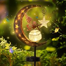 Pieces Solar Garden Lights, Outdoor Garden Decoration Moon Shaped Light, Solar Outdoor Garden, Led Solar Lamp For Lawn Path, Patio, Balcony, Courtyard