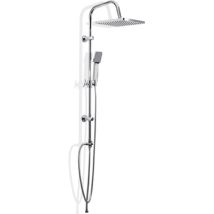 Metaf Anti-Kalk-Einstrahl-Handbrause 25 cm – Verstellbare Chromstahlstange 25–85 cm – Doppelter Schlauch – Hochwertige Dusche