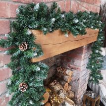 Samuel Alexander - 270cm X 25cm Snow King Fir Christmas Garland With Pine Cones
