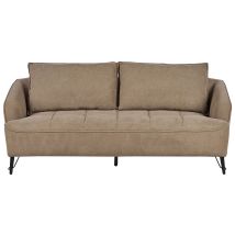 3-sitzer Sofa Hellbraun Stoffbezug Gesteppt Mit Hohen Metallbeinen Breite Armlehnen Lose Rückenkissen Freistehend Modern Wohnzimmer