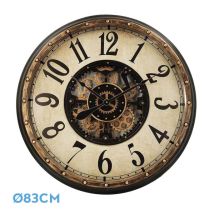 Fabrilamp - Reloj De Pared Treviso Oro Negro 83x83x10 Cm Engranajes Con Movimiento