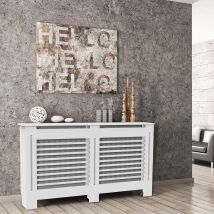 Unho - Cubierta De Radiador Cubreradiadores De Madera, Cubre Radiador De Mdf, Color Blanco, Estante Para Radiador, 172 X 19 X 92cm (horizontal, Xl)