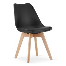 Viking Choice – Silla Mark Negra – 4 Piezas – Polipropileno, Cojín de Cuero Ecológico, Altura 82 cm, Ancho 48 cm