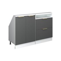 Mobile Cucina Sottotetto R-line, Antracite-oro/bianco, 120 Cm Set Di 2, Vicco