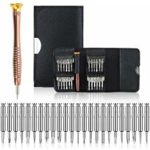 Kzq Mini 25-in-1 Precision Screwdriver Kit, Leather Case, For Iphone, Phone, Laptop, Watch, Toys, Glasses, Jewelry